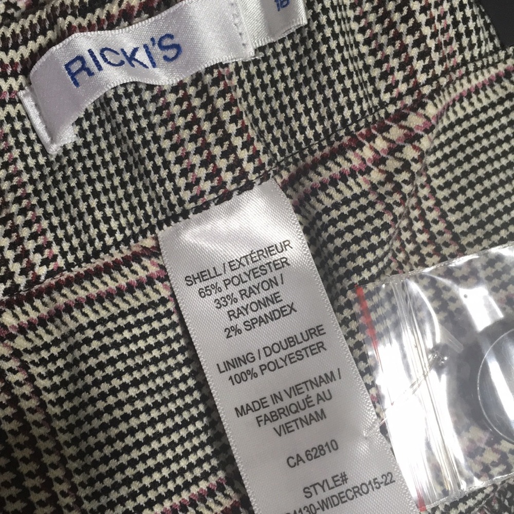 Plaid Crop Cuffed Wide Leg Dress Pant - Size 16 - Picture 10 of 13
